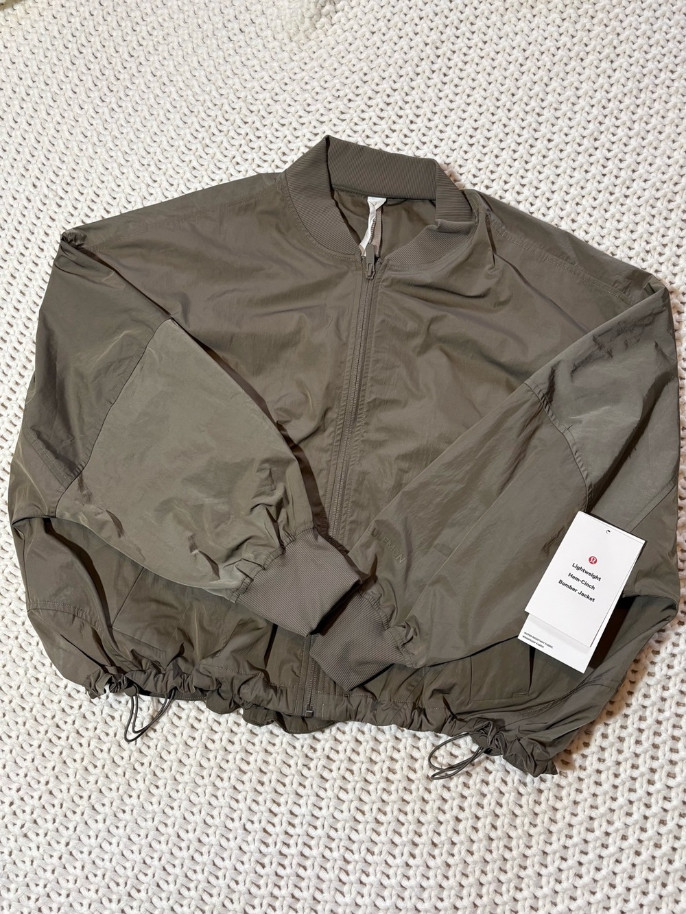 lululemon lightweight hem-cinch bomber jacket in nomad size small